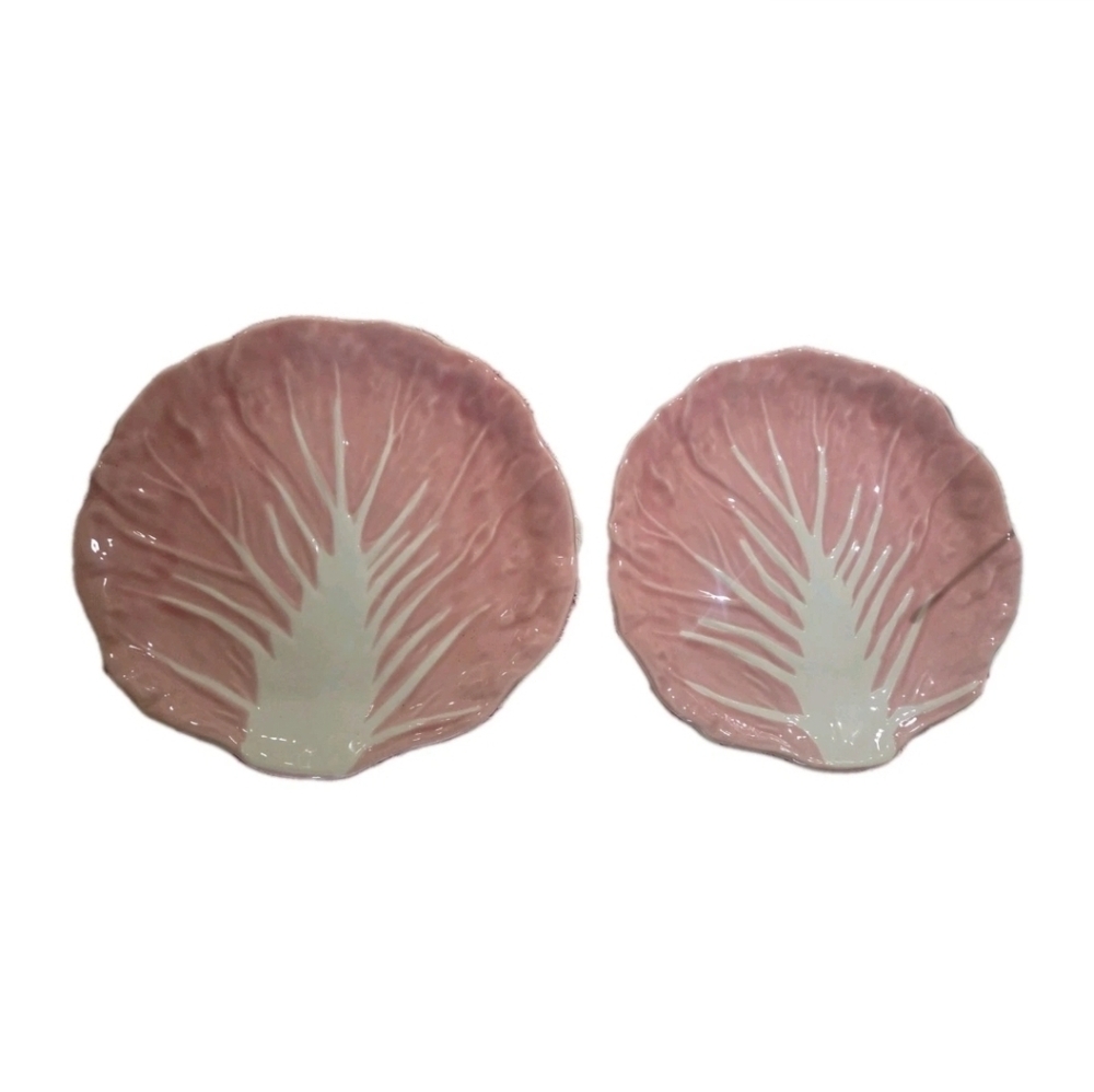 Set Of 2 Pink Cabbage Salad Plates